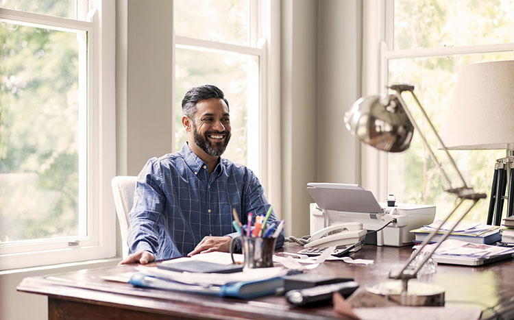 Business guy working in home office